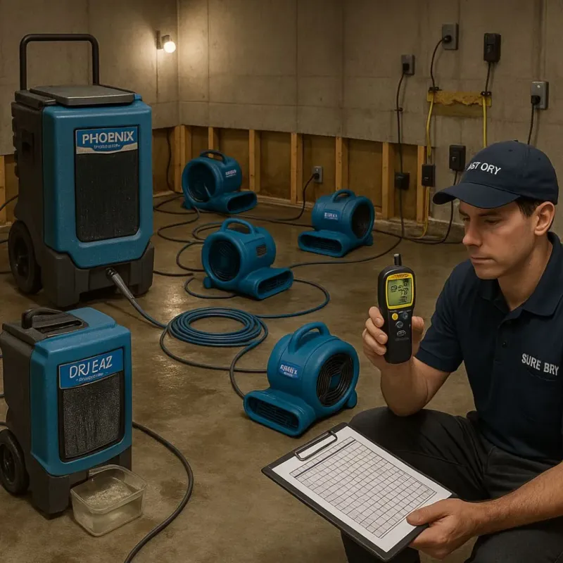 Structural Drying and Dehumidification process in Portsmouth, VA